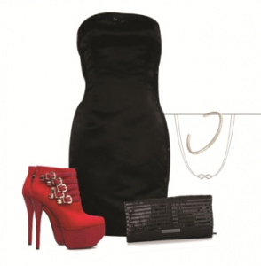Little Black Dress With Red Ankle Boots